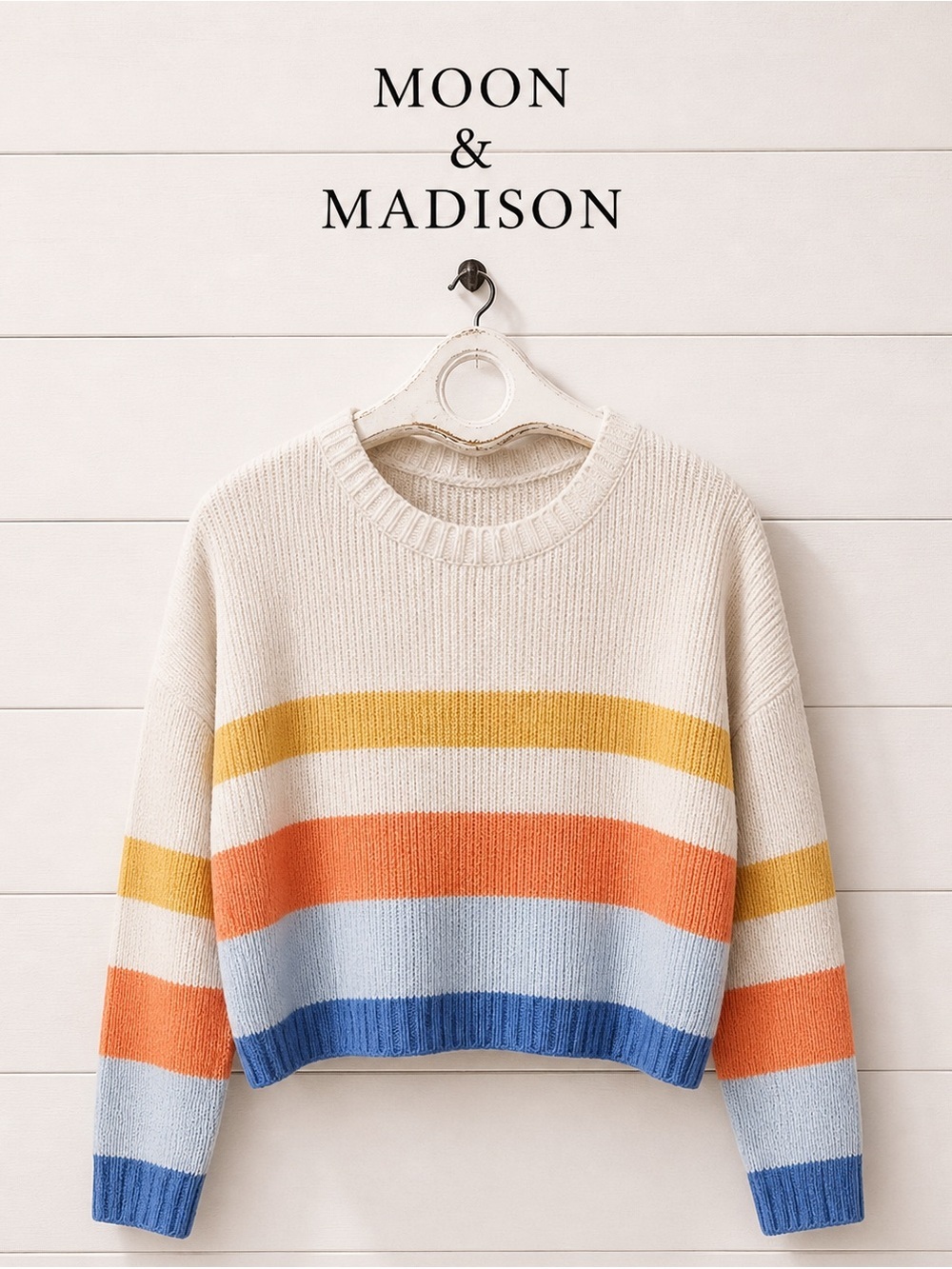 MOON & MADISON – Striped Knit Sweater (M)